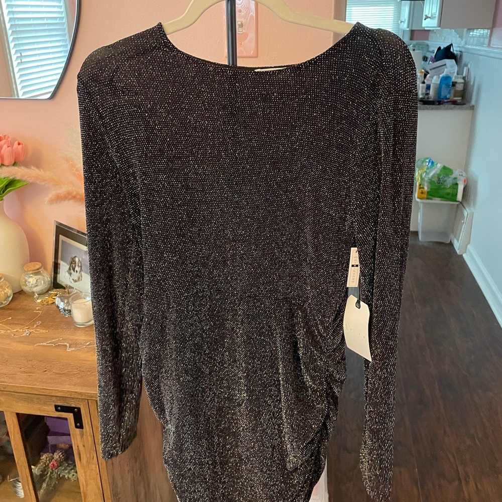 Leith Black Long Sleeve Dress